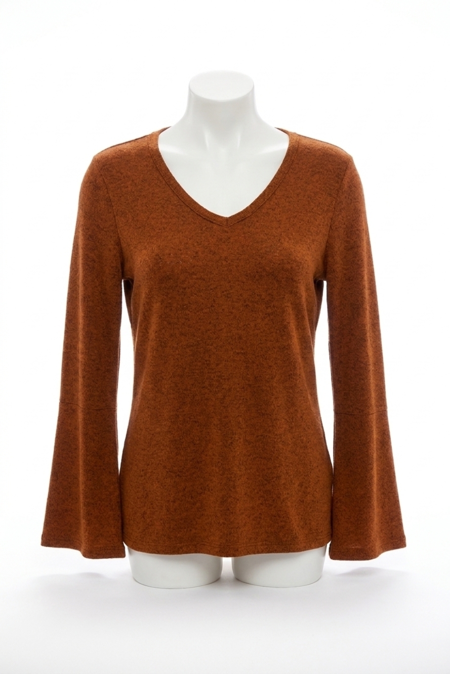 NEW FRENCH KYSS supersoft bell sleeve top in spice